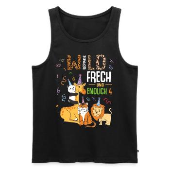 Wild Frech und Endlich 4 Jahre, 4. Geburtstag - Männer Premium Bio Tank Top - Schwarz - Vorne - Michal (187cm)