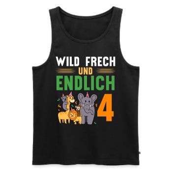 Wild Frech und Endlich 4 Jahre, 4. Geburtstag - Männer Premium Bio Tank Top - Schwarz - Vorne - Michal (187cm)
