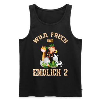 Wild Frech und Endlich 2 Jahre, 2. Geburtstag - Männer Premium Bio Tank Top - Schwarz - Vorne - Michal (187cm)