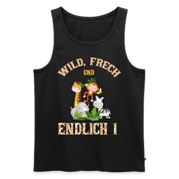 Wild Frech und Endlich 1 Jahr, 1. Geburtstag - Männer Premium Bio Tank Top - Schwarz - Vorne - Michal (187cm)