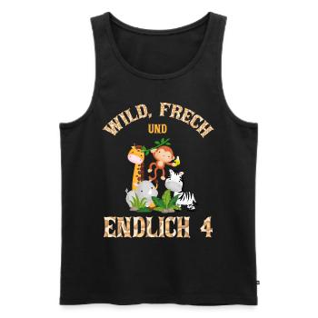 Wild Frech und Endlich 4 Jahre, 4. Geburtstag - Männer Premium Bio Tank Top - Schwarz - Vorne - Michal (187cm)