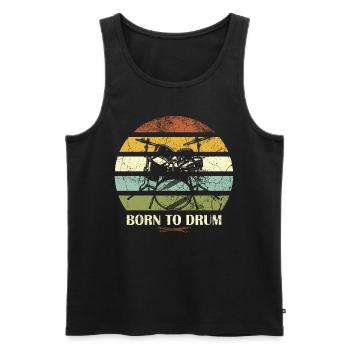 Zum Trommeln geboren - Schlagzeuger - Männer Premium Bio Tank Top - Schwarz - Vorne - Michal (187cm)