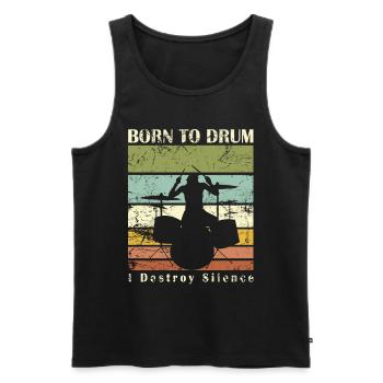 Zum Trommeln geboren - Schlagzeuger - Männer Premium Bio Tank Top - Schwarz - Vorne - Michal (187cm)