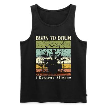 Zum Trommeln geboren - Schlagzeuger - Männer Premium Bio Tank Top - Schwarz - Vorne - Michal (187cm)