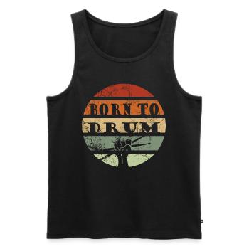 Zum Trommeln geboren - Schlagzeuger - Männer Premium Bio Tank Top - Schwarz - Vorne - Michal (187cm)