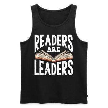 Readers are guides, reads, bookworms - Men's Premium Organic Tank Top - black - Front - AI Model Male 178 light (178cm)