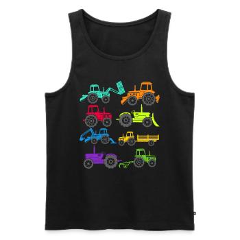 tracteurs, tracteur, amateur de tracteurs, agriculteur - Débardeur bio Premium Homme - noir - Devant - AI Model Male 178 light (178cm)