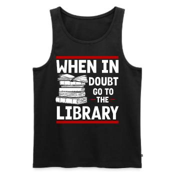 Library Librarian, - Men's Premium Organic Tank Top - black - Front - AI Model Male 178 light (178cm)