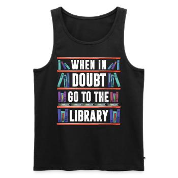 Library Librarian, - Men's Premium Organic Tank Top - black - Front - AI Model Male 178 light (178cm)