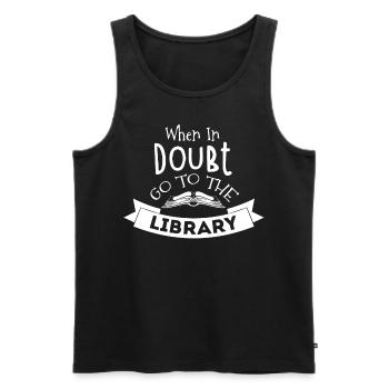 Library Librarian, - Men's Premium Organic Tank Top - black - Front - AI Model Male 178 light (178cm)