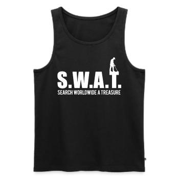 Détecteur de métaux SWAT-TREASURE - Débardeur bio Premium Homme - noir - Devant - Michal (187cm)
