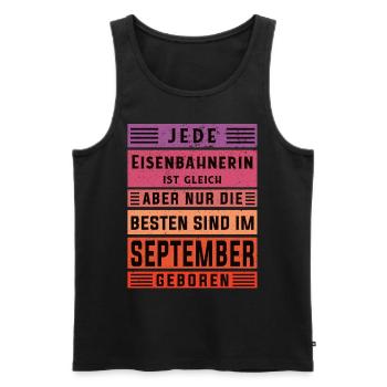 Lokführer Geburtstag September geboren - Männer Premium Bio Tank Top - Schwarz - Vorne - Michal (187cm)
