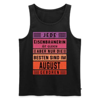 Lokführer Geburtstag August geboren Eisenbahnerin - Männer Premium Bio Tank Top - Schwarz - Vorne - Michal (187cm)