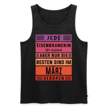Lokführer Geburtstag März geboren Eisenbahnerin - Männer Premium Bio Tank Top - Schwarz - Vorne - Michal (187cm)