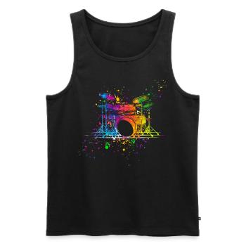 Schlagzeug, Schlagzeuger - Männer Premium Bio Tank Top - Schwarz - Vorne - AI Model Male 178 light (178cm)