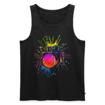 Schlagzeug, Schlagzeuger - Männer Premium Bio Tank Top - Schwarz - Vorne - AI Model Male 178 light (178cm)