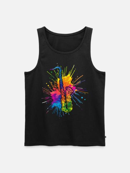 Saxofon, SAXofonist - Männer Premium Bio Tank Top - Schwarz