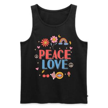 Friedensliebe Hippie - Männer Premium Bio Tank Top - Schwarz - Vorne - Michal (187cm)