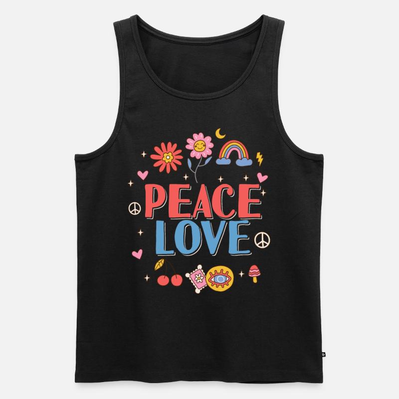 Friedensliebe Hippie - Männer Premium Bio Tank Top - Schwarz