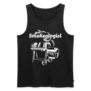 Smokoligist, BBQ, Grill, - Men's Premium Organic Tank Top - black - Front - AI Model Male 178 light (178cm)