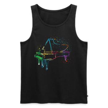 Piano, Pianiste - Débardeur bio Premium Homme - noir - Devant - AI Model Male 178 light (178cm)