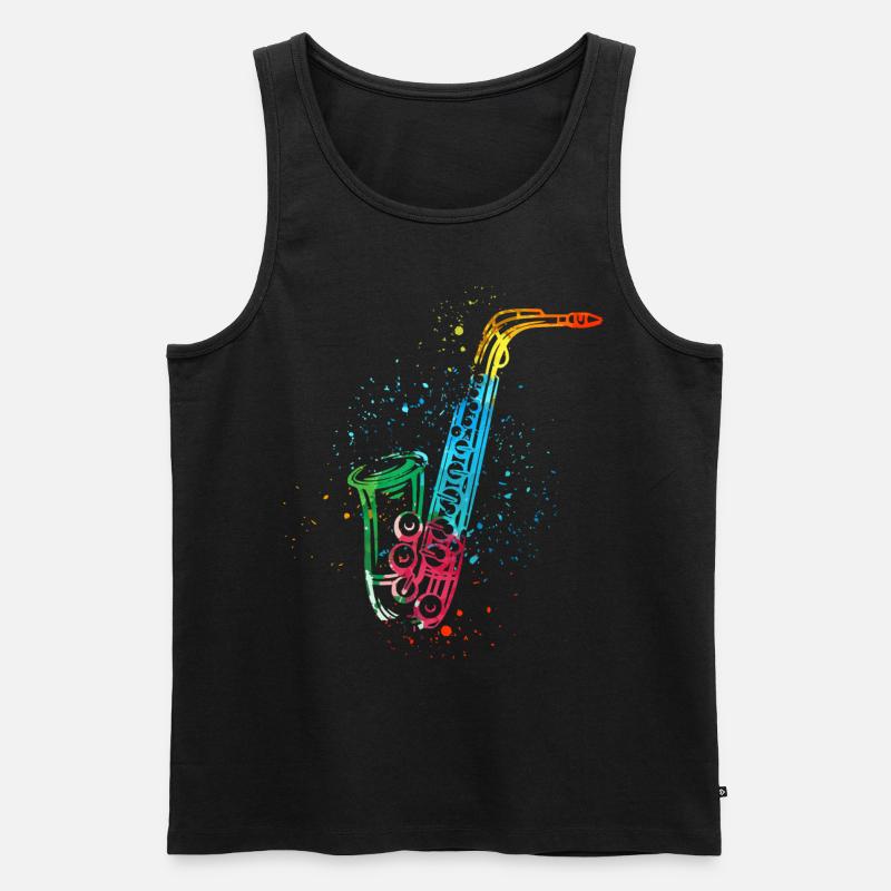 Saxofon, SAXofonist - Männer Premium Bio Tank Top - Schwarz