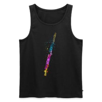Flûte, Jouer de la flûte, - Débardeur bio Premium Homme - noir - Devant - AI Model Male 178 light (178cm)