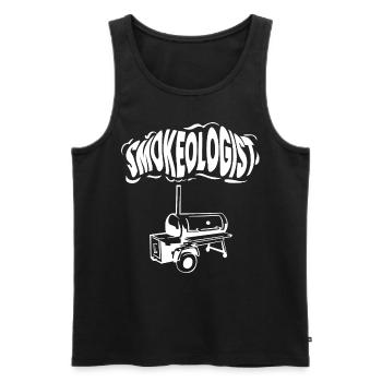Smokoligist, BBQ, Grill, - Men's Premium Organic Tank Top - black - Front - AI Model Male 178 light (178cm)