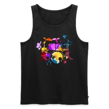 Schlagzeug, Schlagzeuger - Männer Premium Bio Tank Top - Schwarz - Vorne - AI Model Male 178 light (178cm)