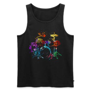 Schlagzeug, Schlagzeuger - Männer Premium Bio Tank Top - Schwarz - Vorne - AI Model Male 178 light (178cm)