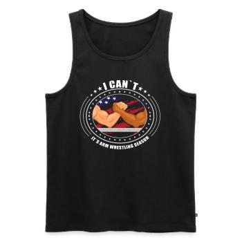 Armwrestler USA-Flaggen-Handdrücken - Männer Premium Bio Tank Top - Schwarz - Vorne - Michal (187cm)