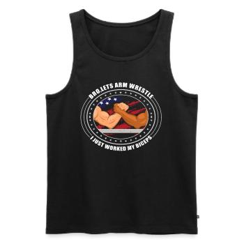 Armwrestler USA-Flaggen-Handdrücken - Männer Premium Bio Tank Top - Schwarz - Vorne - Michal (187cm)