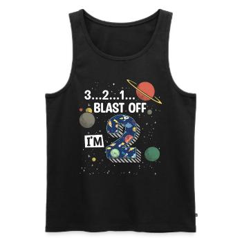 Blast Off Ich Bin2 Jahre Alt, 2. Geburtstag - Männer Premium Bio Tank Top - Schwarz - Vorne - AI Model Male 178 light (178cm)