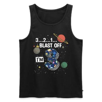 Blast Off Ich Bin 3 Jahre Alt, 3. Geburtstag - Männer Premium Bio Tank Top - Schwarz - Vorne - AI Model Male 178 light (178cm)