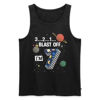Blast Off Ich Bin 7 Jahre Alt, 7. Geburtstag - Männer Premium Bio Tank Top - Schwarz - Vorne - AI Model Male 178 light (178cm)