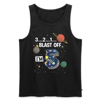Blast Off Ich Bin 5 Jahre Alt, 5. Geburtstag - Männer Premium Bio Tank Top - Schwarz - Vorne - AI Model Male 178 light (178cm)