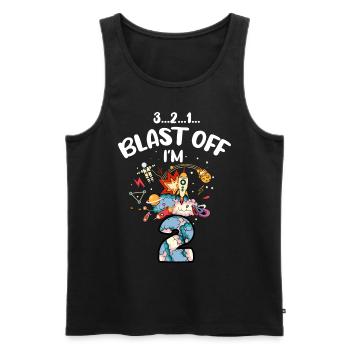Blast Off J’ai 2 ans, 2ème anniversaire - Débardeur bio Premium Homme - noir - Devant - Michal (187cm)