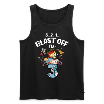 Blast Off J’ai 3 ans, 3ème anniversaire - Débardeur bio Premium Homme - noir - Devant - Michal (187cm)