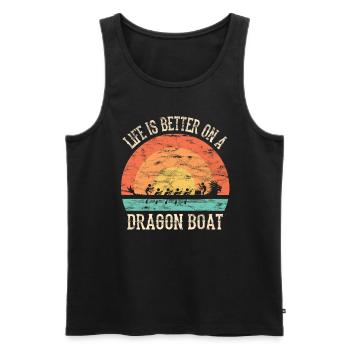 Course de bateaux-dragons chinois - Débardeur bio Premium Homme - noir - Devant - AI Model Male 178 light (178cm)