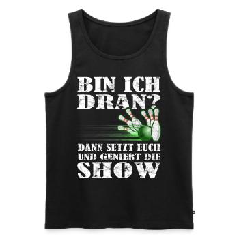 "Bin ich dran?" Kegelspieler Kegler - Männer Premium Bio Tank Top - Schwarz - Vorne - Michal (187cm)
