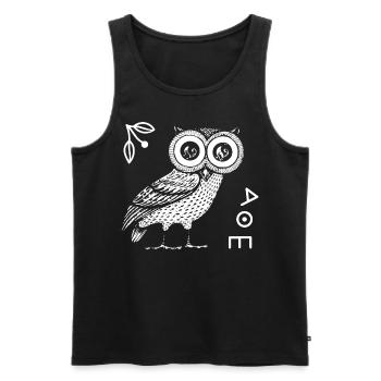 Hibou d’Athéna, mythologie grecque - Débardeur bio Premium Homme - noir - Devant - AI Model Male 178 light (178cm)