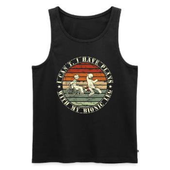 Rollstuhl Für Beinamputierte Prothesen - Männer Premium Bio Tank Top - Schwarz - Vorne - AI Model Male 178 light (178cm)
