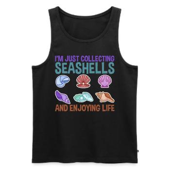 Je collectionne actuellement Seashells Shells Collector Lover - Débardeur bio Premium Homme - noir - Devant - AI Model Male 178 light (178cm)