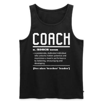 Coach Definition, Trainerteam - Männer Premium Bio Tank Top - Schwarz - Vorne - AI Model Male 178 light (178cm)