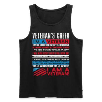 Veteranen Credo, Veteranen - Männer Premium Bio Tank Top - Schwarz - Vorne - AI Model Male 178 light (178cm)