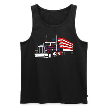 LKW -Fahrer US -Flagge - Männer Premium Bio Tank Top - Schwarz - Vorne - Michal (187cm)