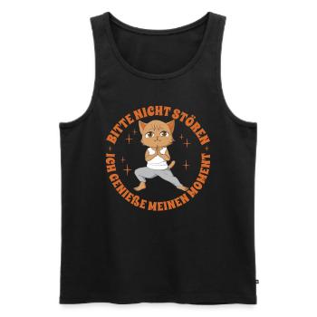 Yoga Anime-Manga Katzen Meditation-Achtsamkeit - Männer Premium Bio Tank Top - Schwarz - Vorne - Michal (187cm)