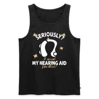 Hearing impaired Deaf childbearing language - Men's Premium Organic Tank Top - black - Front - AI Model Male 178 light (178cm)