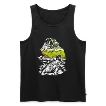 Funny Lemon Cake Design - Men's Premium Organic Tank Top - black - Front - AI Model Male 178 light (178cm)