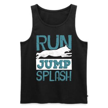 Dog diving, dock diving - Men's Premium Organic Tank Top - black - Front - Michal (187cm)
